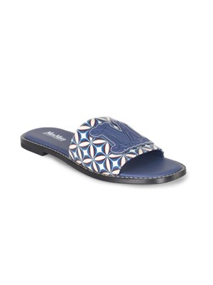 Ciabatte Max Mara in pelle blu disegno geometrico in DONNA