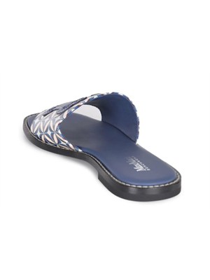 Ciabatte Max Mara in pelle blu disegno geometrico in DONNA