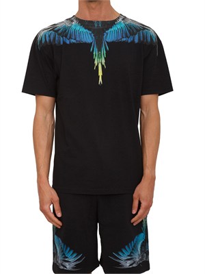 T-shirt nera County of Milan ali a contrasto colorate in UOMO