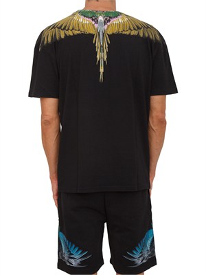 T-shirt nera County of Milan ali colorate in UOMO