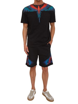 T-shirt nera County of Milan con ali colorate in UOMO