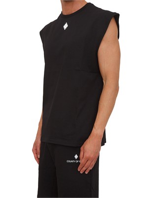 T-shirt nera smanicata County of Milan in cotone in UOMO