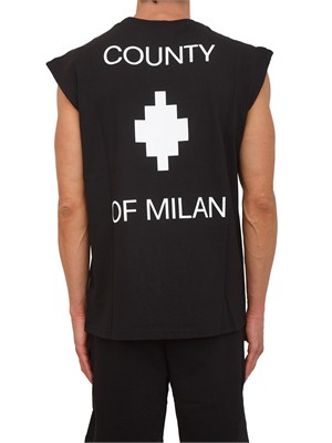 T-shirt nera smanicata County of Milan in cotone in UOMO