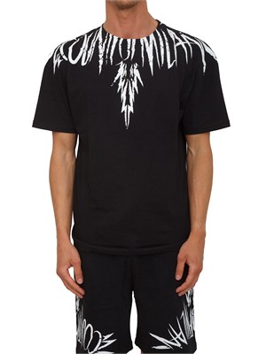 T-shirt nera County of Milan ali graffiti a contrasto in UOMO