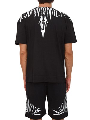 T-shirt nera County of Milan ali graffiti a contrasto in UOMO