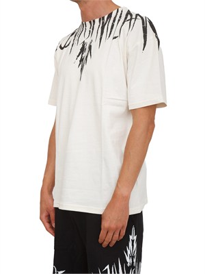 T-shirt beige County of Milan ali graffiti a contrasto in UOMO