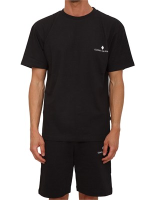 T-shirt nera County of Milan in cotone con logo in UOMO