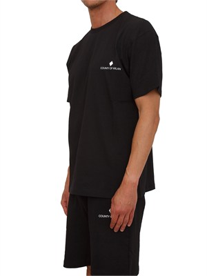 T-shirt nera County of Milan in cotone con logo in UOMO