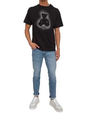 T-shirt nera Palm Angels stampa bear sfumata in UOMO