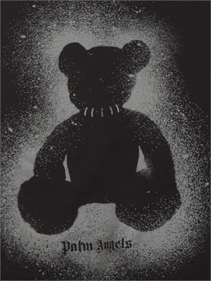 T-shirt nera Palm Angels stampa bear sfumata in UOMO