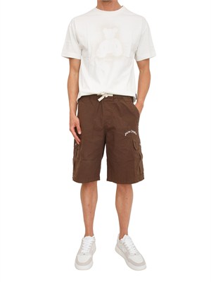 T-shirt avorio Palm Angels stampa bear sfumato in UOMO