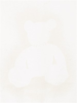 T-shirt avorio Palm Angels stampa bear sfumato in UOMO