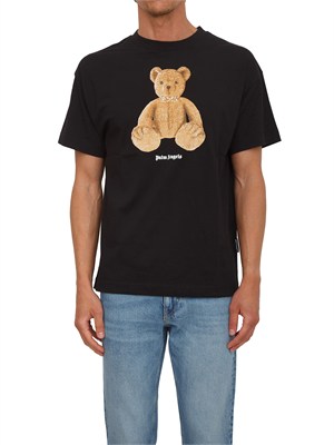 T-shirt nera Palm Angels stampa bear grande in UOMO