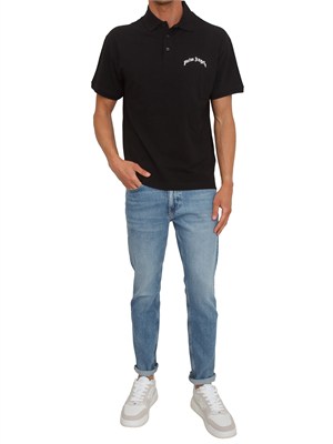 Polo nera Palm Angels in cotone con logo in UOMO