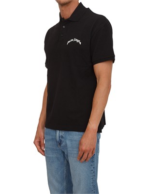 Polo nera Palm Angels in cotone con logo in UOMO