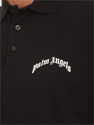 Polo nera Palm Angels in cotone con logo in UOMO