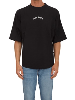 T-shirt nera Palm Angels in cotone loose fit in UOMO