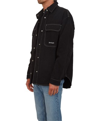 Camicia overshirt Palm Angels nera con tasche in UOMO