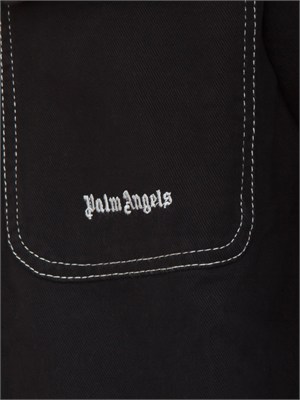 Camicia overshirt Palm Angels nera con tasche in UOMO