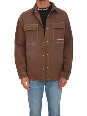 Camicia overshirt Palm Angels marrone con tasche in UOMO