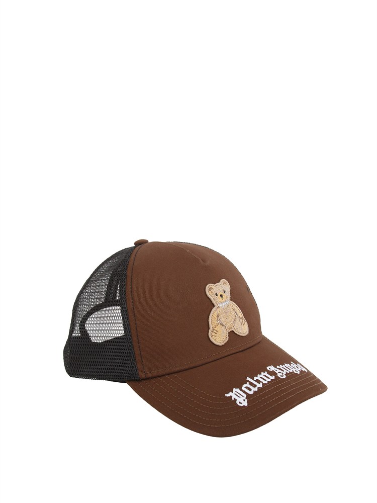 Cappello Palm Angels in cotone marrone e rete nera