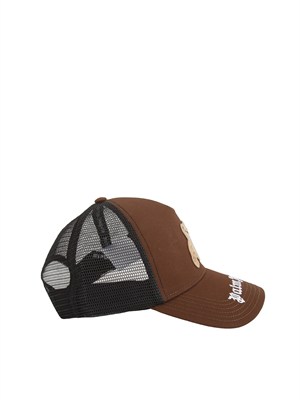 Cappello Palm Angels in cotone marrone e rete nera in UOMO