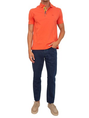 Polo Etro uomo in cotone corallo logo ton sur ton in UOMO