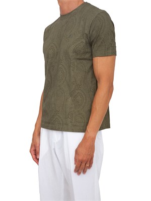 T-shirt Etro uomo fantasia Paisley verde in UOMO