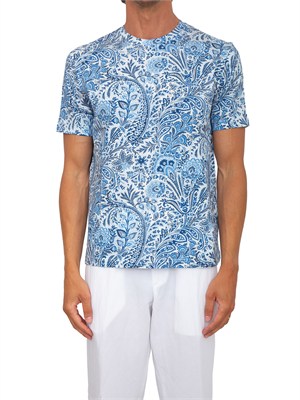 T-shirt Etro uomo fantasia Paisley azzurra in UOMO