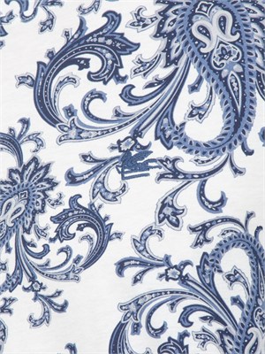 T-shirt girocollo Etro uomo in cotone fantasia Paisley blu in UOMO