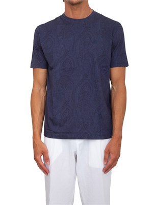 T-shirt Etro uomo fantasia Paisley blu in UOMO