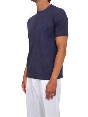 T-shirt Etro uomo fantasia Paisley blu in UOMO