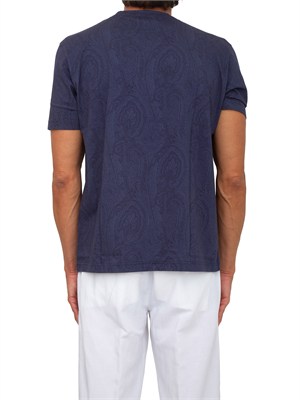 T-shirt Etro uomo fantasia Paisley blu in UOMO