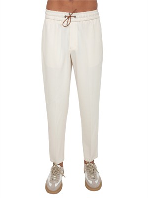 Pantaloni jogging Aiace Galassi in pregiata viscosa panna in UOMO