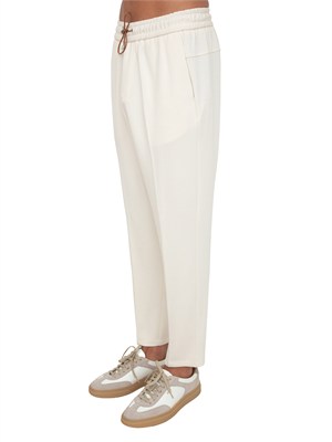 Pantaloni jogging Aiace Galassi in pregiata viscosa panna in UOMO