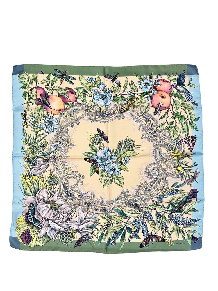 Foulard Etro stampa Paisley e dettagli floreali