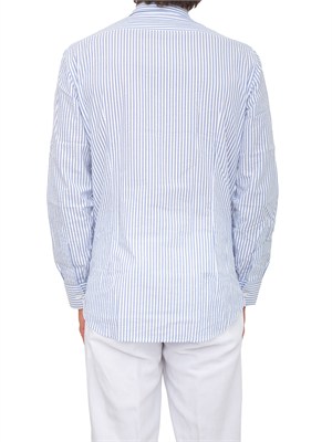 Camicia Etro uomo in cotone seersucker a righe azzurre in UOMO