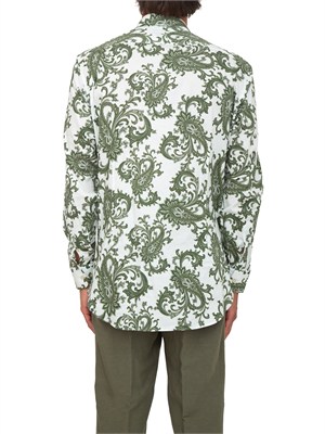 Camicia Etro uomo in cotone stretch motivo Paisley verde in UOMO
