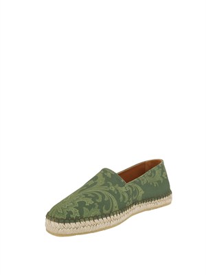 Espadrillas Etro uomo in tela di cotone verde Paisley in UOMO