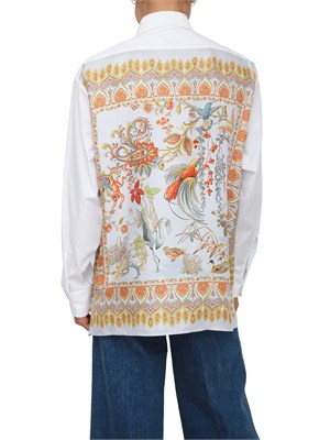 Camicia bianca Etro donna in cotone con inserto seta stampato in DONNA