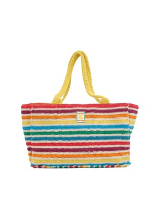 Borsa shopper Banana Moon in crochet righe multicolor in DONNA