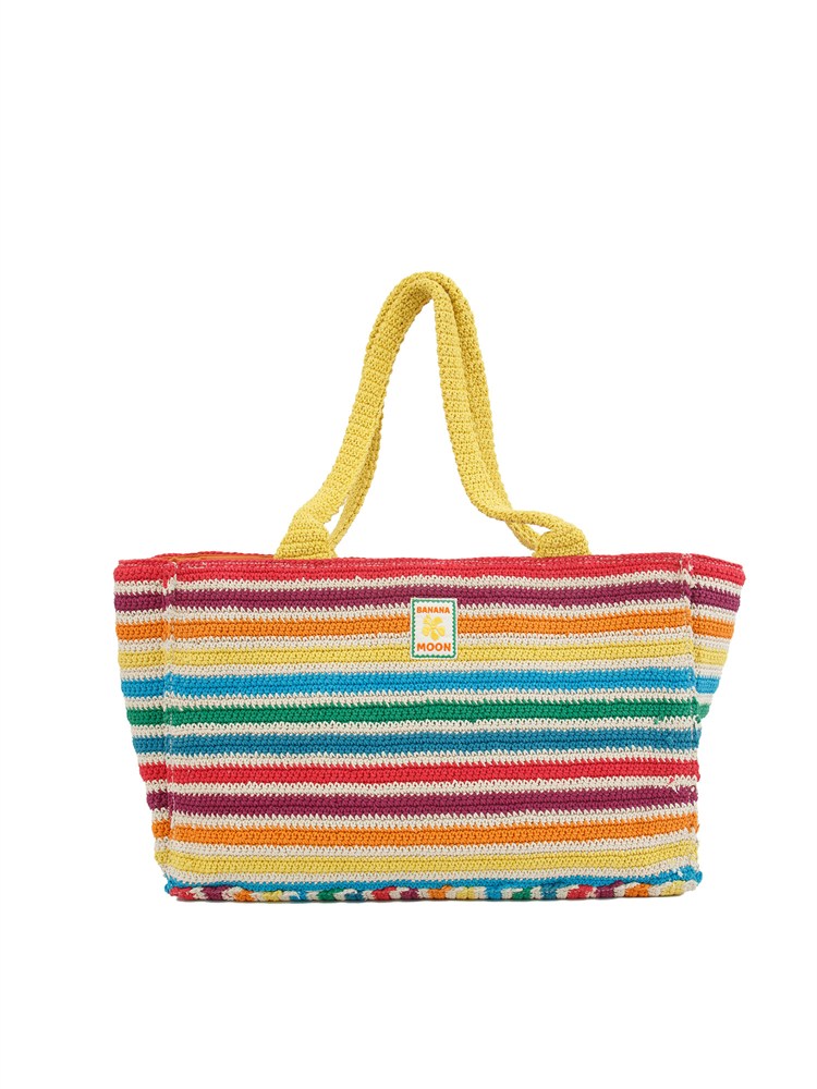 Borsa shopper Banana Moon in crochet righe multicolor