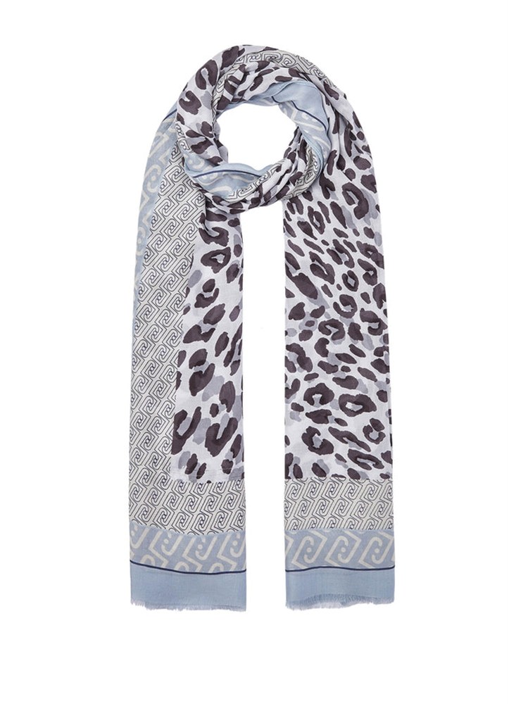 Stola Liu Jo donna in tessuto stampa animalier azzurro