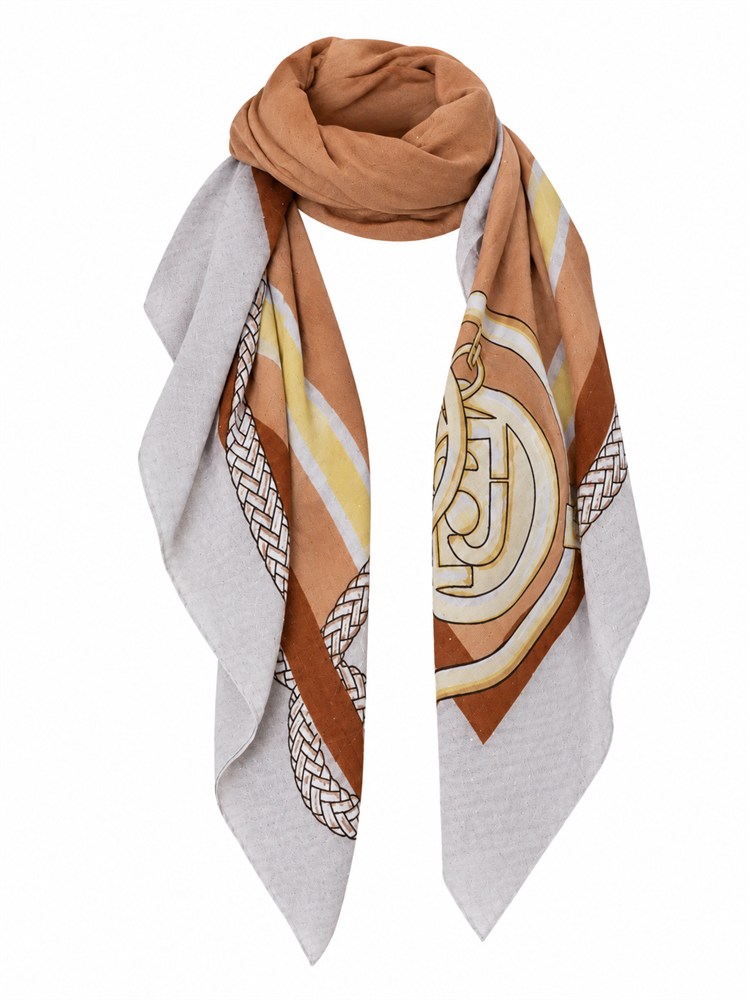 Foulard Liu Jo donna in tessuto stampato cammello