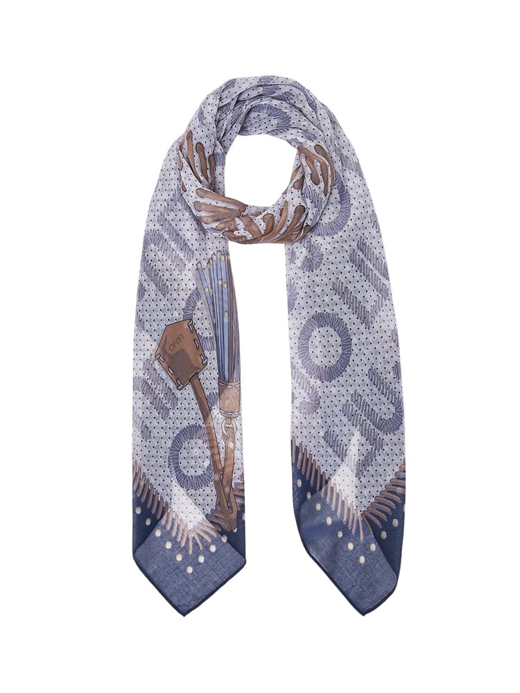 Foulard grande Liu Jo donna logo lettering blu