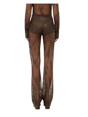 Pantaloni flare Blugirl in pizzo smerlato marrone in DONNA