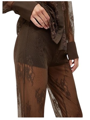Pantaloni flare Blugirl in pizzo smerlato marrone in DONNA