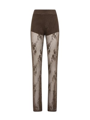 Pantaloni flare Blugirl in pizzo smerlato marrone in DONNA