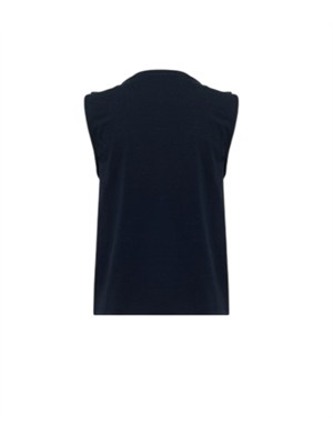 Top Blugirl in cotone stretch blu con scollo pizzo in DONNA