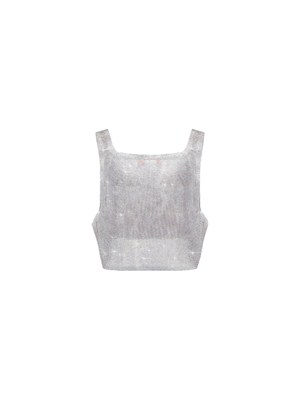 Top cropped New Atene Twenty Fourhaitch strass argento in DONNA